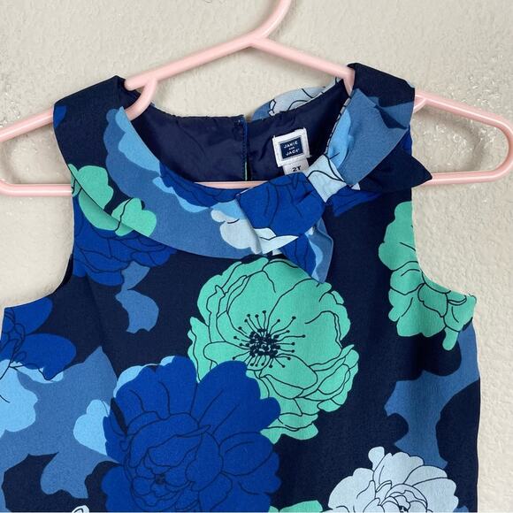 Janie & Jack Blue Floral Sleeveless Drop Waist Dress 2T - Picture 2 of 5
